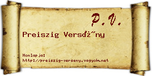 Preiszig Versény névjegykártya